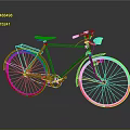 Vintage Bicycle With Brown Leather Seat Green Accents Metal Frame And Front Light