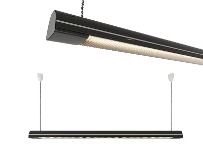 Modern Linear Suspended Pendant Light with Sleek Black Design and LED Illumination 3d model