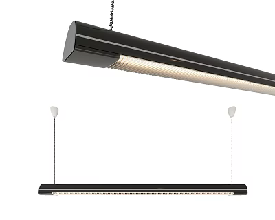 Modern Linear Suspended Pendant Light with Sleek Black Design and LED Illumination 3d model
