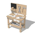 Wooden Kids Functional Workbench with Tools Blackboard Gears and Storage Shelf