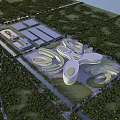 Contemporary Office Building Complex Featuring Curved Design And Lush Green Surroundings