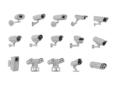 Public Facility Surveillance Cameras Various Types And Mounting Styles For Security Monitoring 3d model