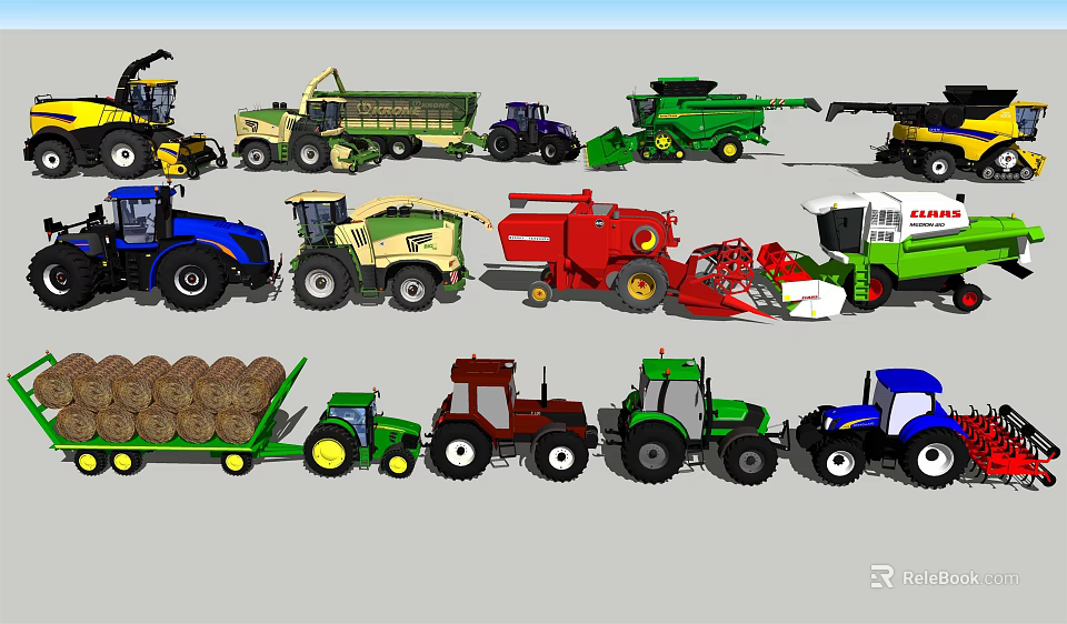 Assorted Functional Agricultural Vehicles And Equipment 3d model 