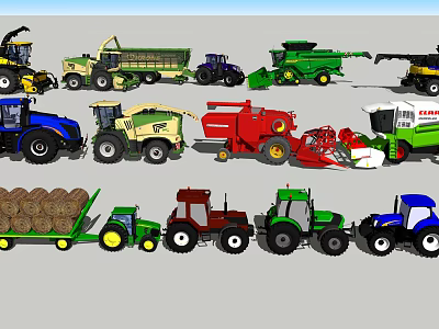 Assorted Functional Agricultural Vehicles And Equipment 3d model