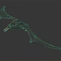 Flying Prehistoric Pterosaur Model With Long Beak Horn And Metallic Wing Structure