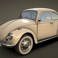 Vintage Cream Colored Beetle Car With Classic Design And Round Headlights