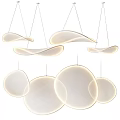 Multiple Hanging Modern White Pendant Lights With Curved And Circular Frosted Shades