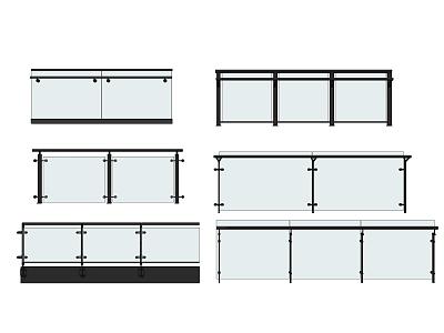 Glass Railing Handrail Metal Stainless Steel Railing Guardrail Balcony Guardrail Fence Commercial Guardrail 3d model