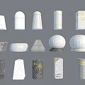Roadside Traffic Bollards With Various Shapes Textures Materials And Decorative Elements 3d model