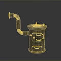 Metal Industrial Device with Curved Pipe Cylindrical Body Top Lid and Reflective Base Design