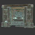 Ancient Stone Gateway with Carved Pillars and Stone Steps in Historical Ruins Setting