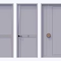 Three Modern Minimalist Light Gray Swing Doors With Different Handles And Panel Details 3d model