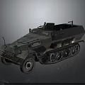 Vintage Military Armored Vehicle With Tracked Wheels Cross Insignia And Gray Design
