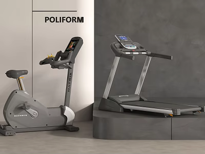 Modern Fitness Equipment For Home Gym With Exercise Bike And Treadmill 3d model