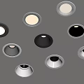 Downlights And Spotlights In Various Styles And Colors With Round Design Displayed On Gray Background