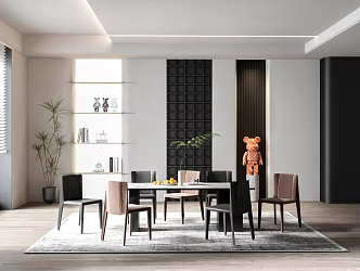 Modern Restaurant Dining Table and Chair 3d model