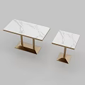 Modern Two Piece Table Set Featuring Marble Tops And Golden Legs Design 3d model