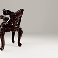 Dark Wooden Chinese Style Carved Armchair Featuring Dragon Motifs On Armrests And Legs