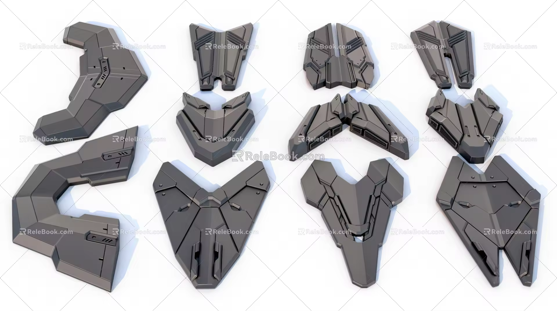 sci-fi mechanical parts hard surface combination 3d model