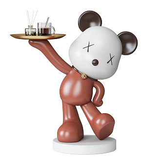 Modern Sculpture Bear Ornaments Decorations Furnishings Living Room Ornaments Tray 3d model