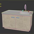 Food Preparation Space With Modern Kitchen Sink Cabinet And Stainless Steel Basin
