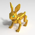 Golden Mechanical Rabbit Robot With Metallic Structure And Blue Luminous Components