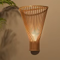 Natural Bamboo Conical Wall Lamp with Warm Light and Plant Shadow Design