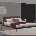 Modern Minimalist Bedroom With Double Bed Round Wall Decor Bedside Table Lamps And Rug