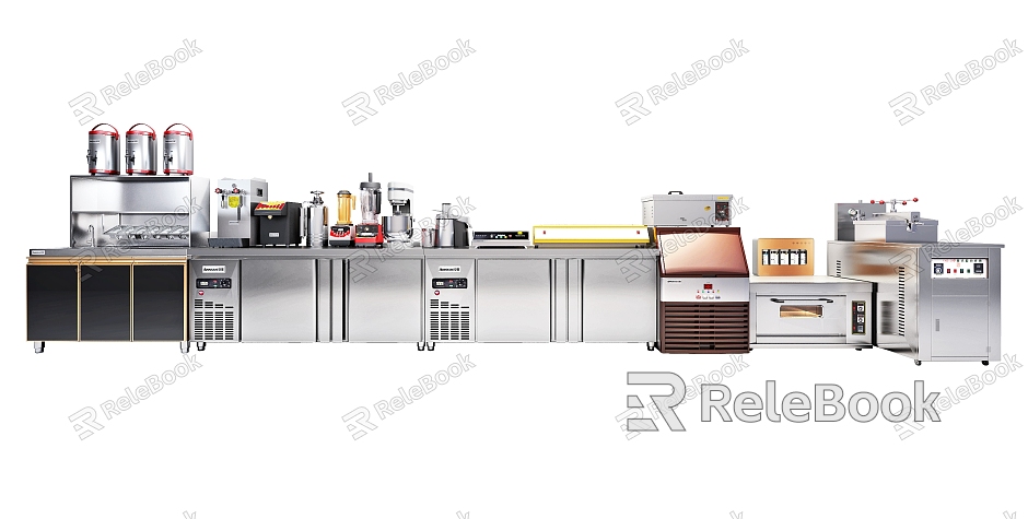 Black gold steel milk tea shop water bar combination commercial kitchen equipment model