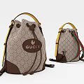 Gucci Bucket Bags With Classic GG Pattern Beige Brown And Red Green Striped Straps