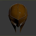 Detailed Bronze Spartan Helmet Carving Sculpture On Black Display Base