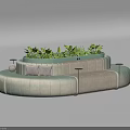 Light Green and Beige Round Leisure Sofa Set With Cushions and Green Plants on Top