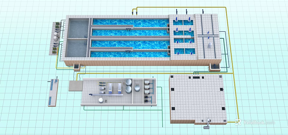 Industrial Processing Equipment Layout With Multiple Tanks Piping And Control Panels 3d model 