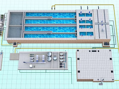 Industrial Processing Equipment Layout With Multiple Tanks Piping And Control Panels 3d model
