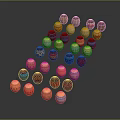 Colorful Painted Easter Eggs With Various Patterns Arranged In Curved
