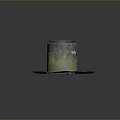 3D Rendered Round Sewer Manhole Cover With Grated Top On Aged Stained Concrete Base