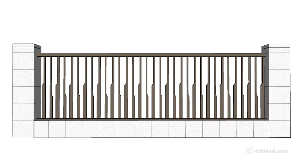 Modern Feature Wall With Vertical Metal Slats And White Tile Base 3d model