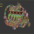 Steampunk Mechanical Device With Gears Spikes Green Gem And Metal Components