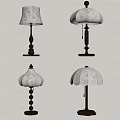 Vintage Decorative Table Lamps With Floral Pattern Shades And Black Bases