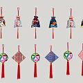 Traditional Chinese Hanging Ornaments With Various Shapes Colorful Patterns And Tassels