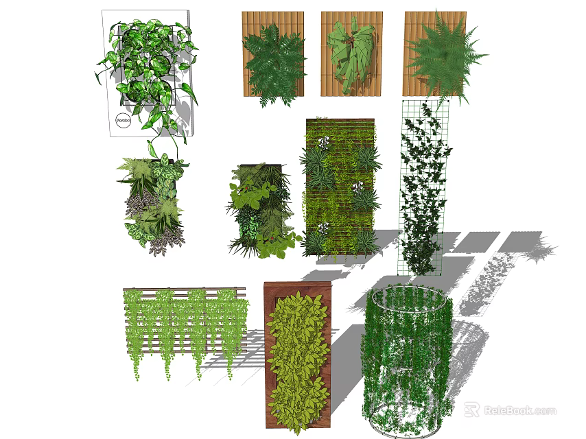 Various Vertical Garden Wall Designs With Different Plants For Indoor Outdoor Decor 3d model 