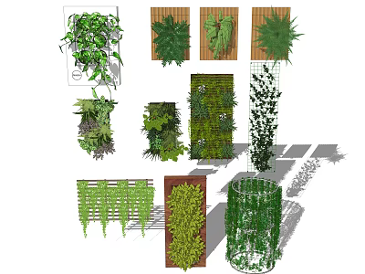 Various Vertical Garden Wall Designs With Different Plants For Indoor Outdoor Decor 3d model