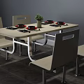 Stylish Modern Dining Table Set With Chairs Wine Glasses Plates And Green Curtain