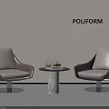 POLIFORM Modern Interior With Two Accent Chairs And Marble Side Table 3d model