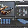 Row of Custom Modified Sports Cars With Various Colors And Flame Designs