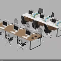 Modern Office Desks with Computers Office Chairs in Workstation Arrangement for Modern Office Space