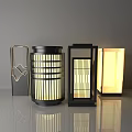 Black Frame Modern Lantern Pendant Lights With Lattice Design And Illuminated Glow