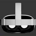 White VR Headset With Black Lenses And Adjustable Headband On Reflective Surface 3d model
