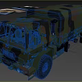 Military Transport Truck With Camouflage Pattern And Large Off Road Tires