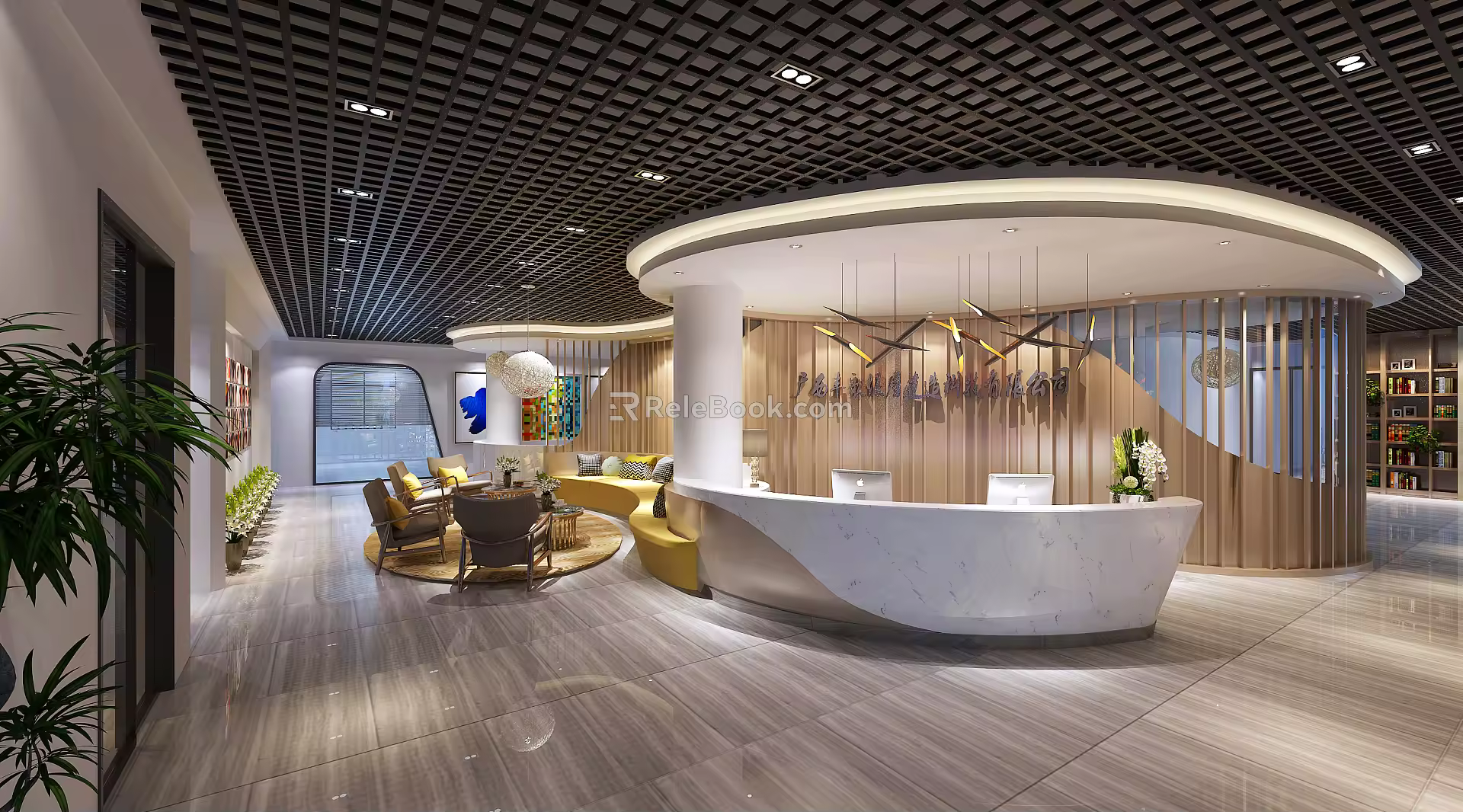 Modern Front Desk Company Front Desk Reception 3d model